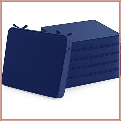 6-Pack Waterproof Patio Chair Cushions, 19x19x2 Inch, Fade Resistant, with Ties & Hidden Zipper, Navy