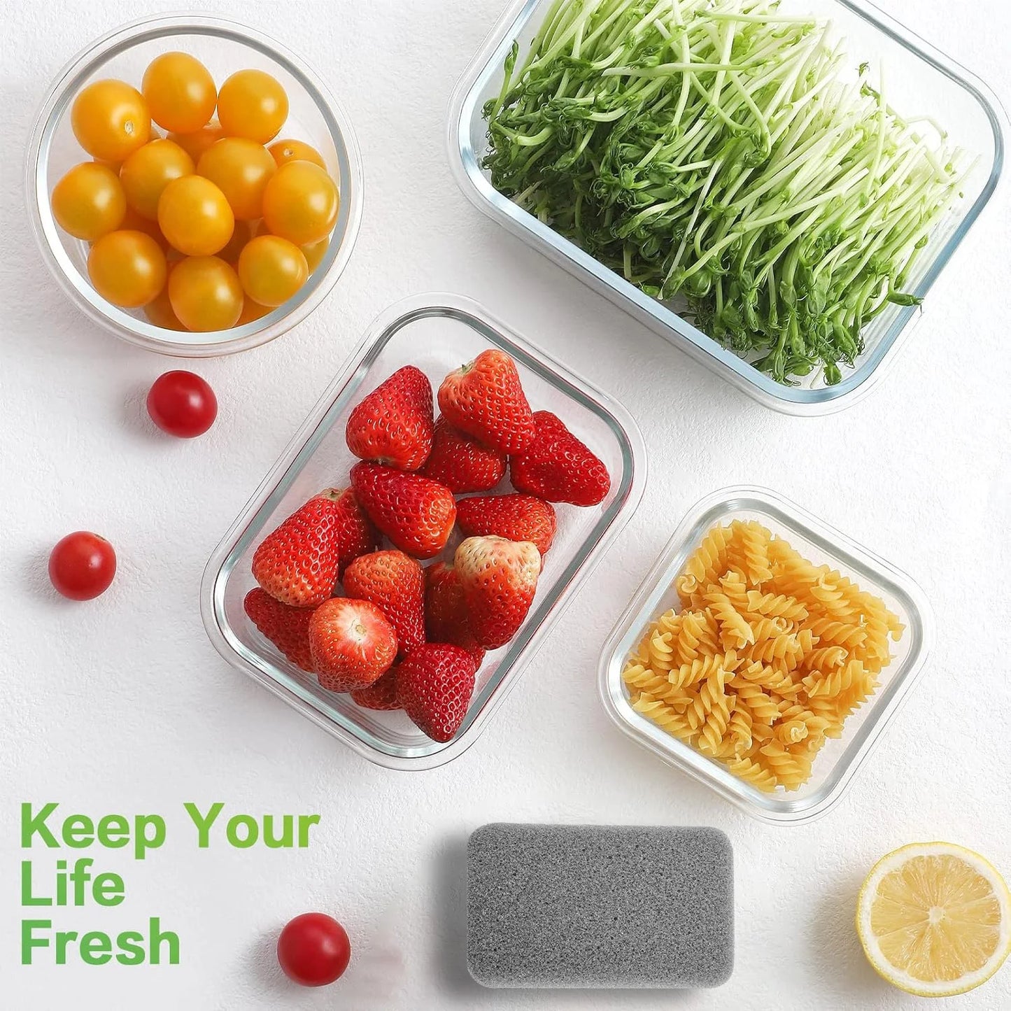 8-Pack Airtight Glass Food Storage Containers for Microwave,Oven,Freezer and Dishwasher