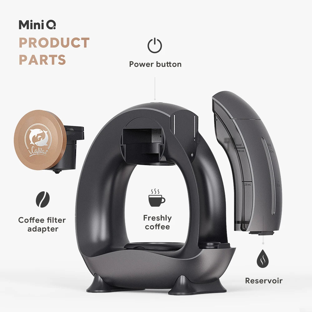 MINI Q Coffee Maker, Portable Machine Compatible with Coffee Powder & Tea