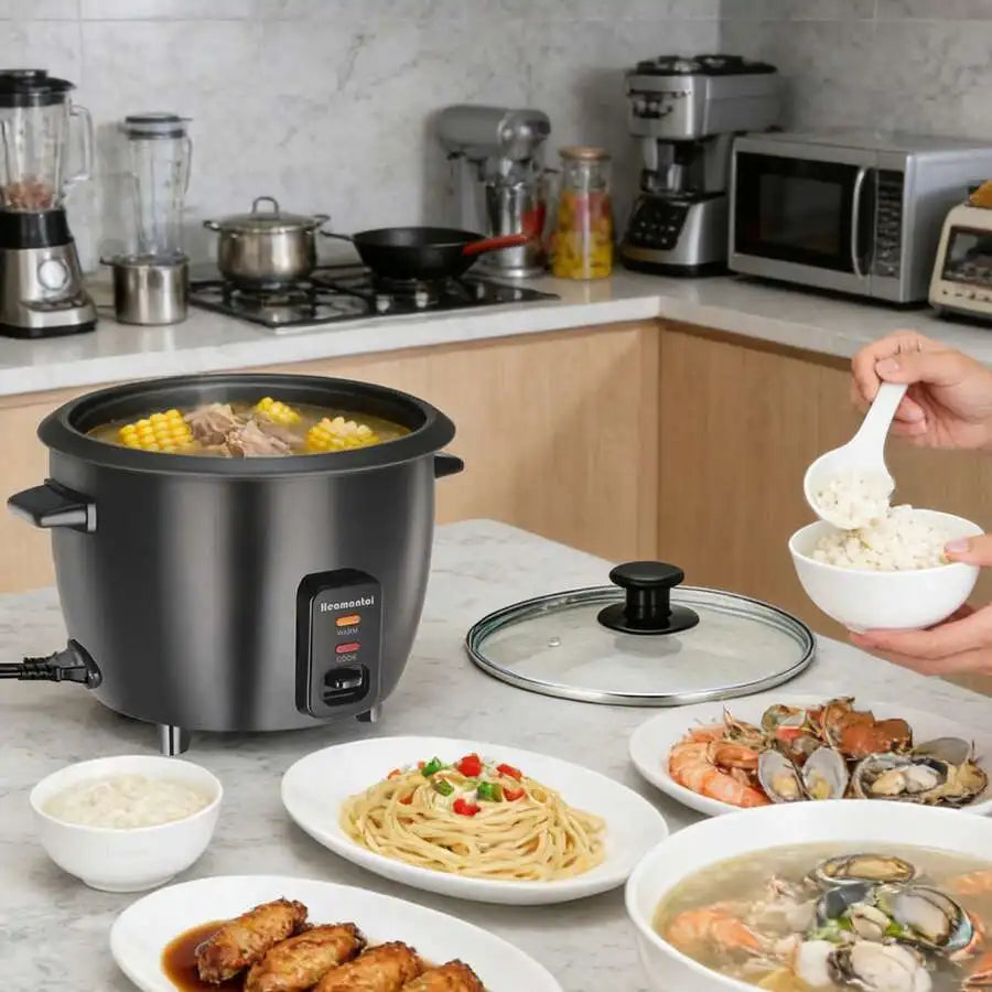 1pc 0.6L 110v Mini Electric Rice Cooker, Durable Metal Housing, Non Stick Coated Metal