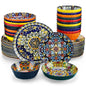 12/16/18/24 Piece Ceramic Dinnerware Set, Stoneware Bohemian Style