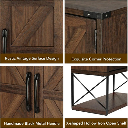 Farmhouse Rustic Medicine Cabinet With Two Barn Doors,Wood, Wall Mounted With Adjustable Shelf And Towel Bar