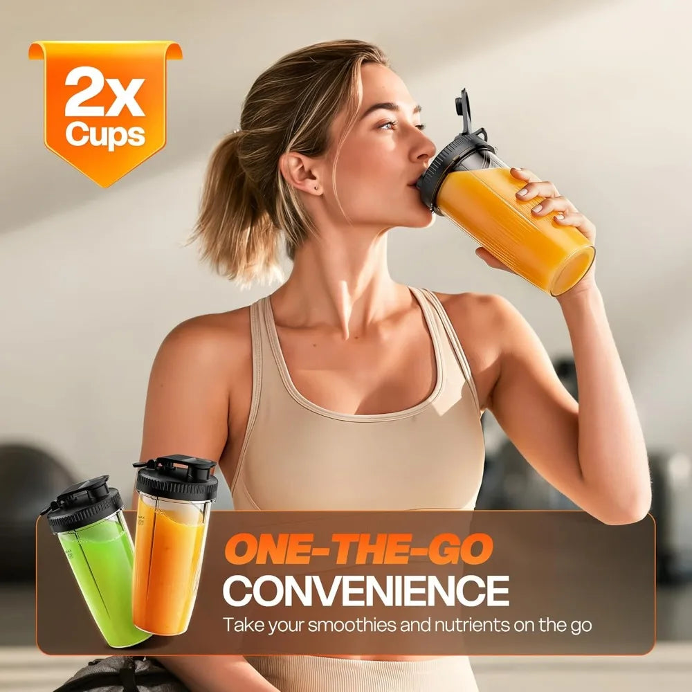 Portable Personal Smoothie Blender with 2 24oz Cups, Extra Lid for Shakes Juices Baby Food Nutritious Recipes