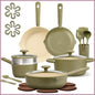 21pcs Nonstick Cookware Set, Ceramic Coating, PFAS PTFE Free, Induction Compatible