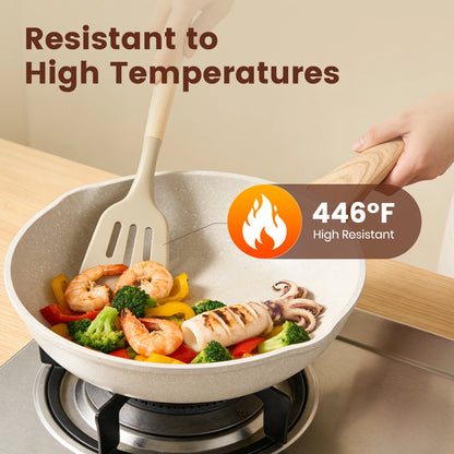 Silicone Wooden Handle 44-Piece Non-Stick  Kitchen Utensil Set, Food-Grade Heat-Resistant Cookware Set for Kitchen & Baking