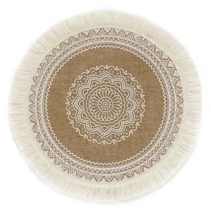 Handmade Cotton Woven Placemats with Boho Rustic Theme with Modern Farmhouse Fringe for Kitchen Dining Table