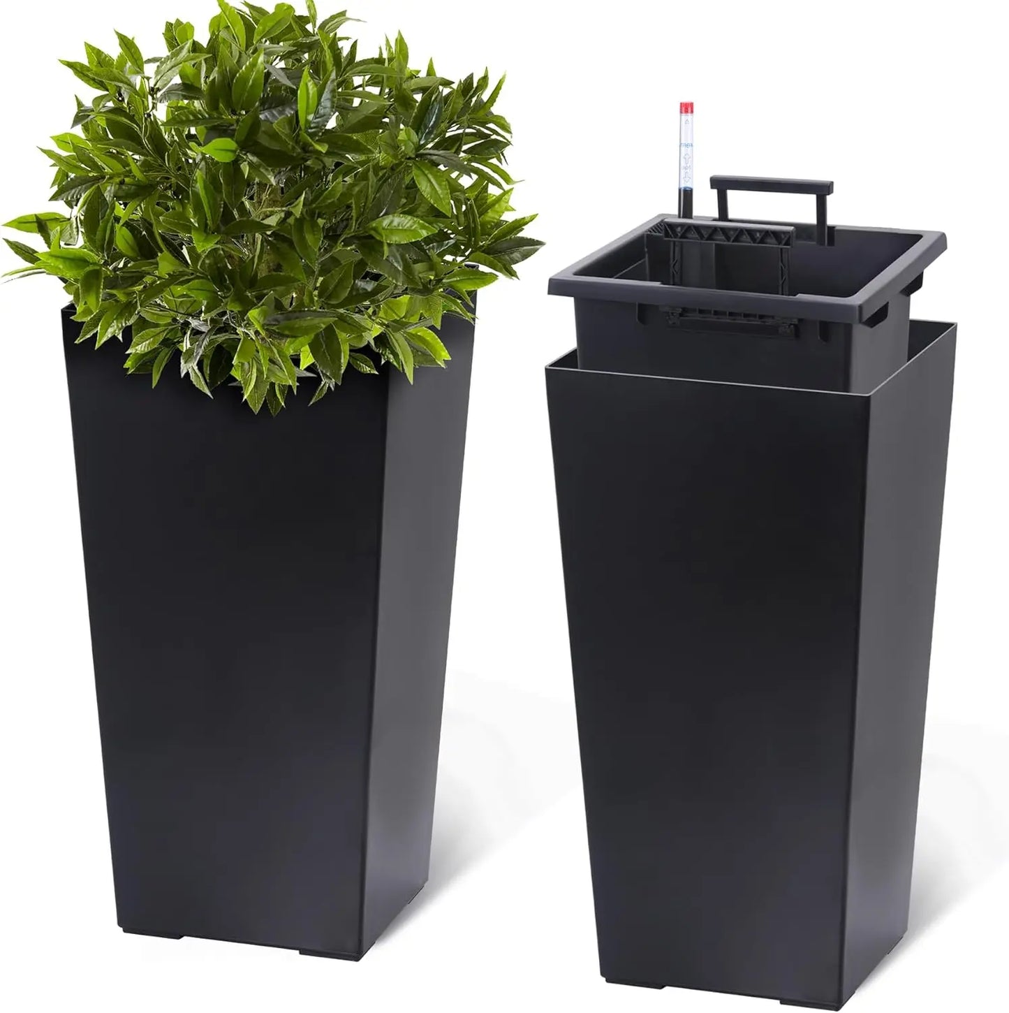 2 PCS 22.4 Inch Tall Plastic Planter for Indoor ＆ Outdoor