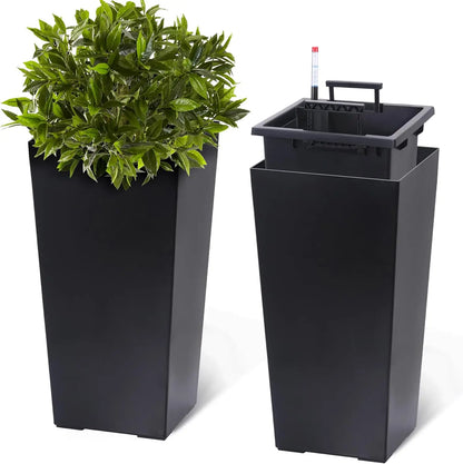 2 PCS 22.4 Inch Tall Plastic Planter for Indoor ＆ Outdoor