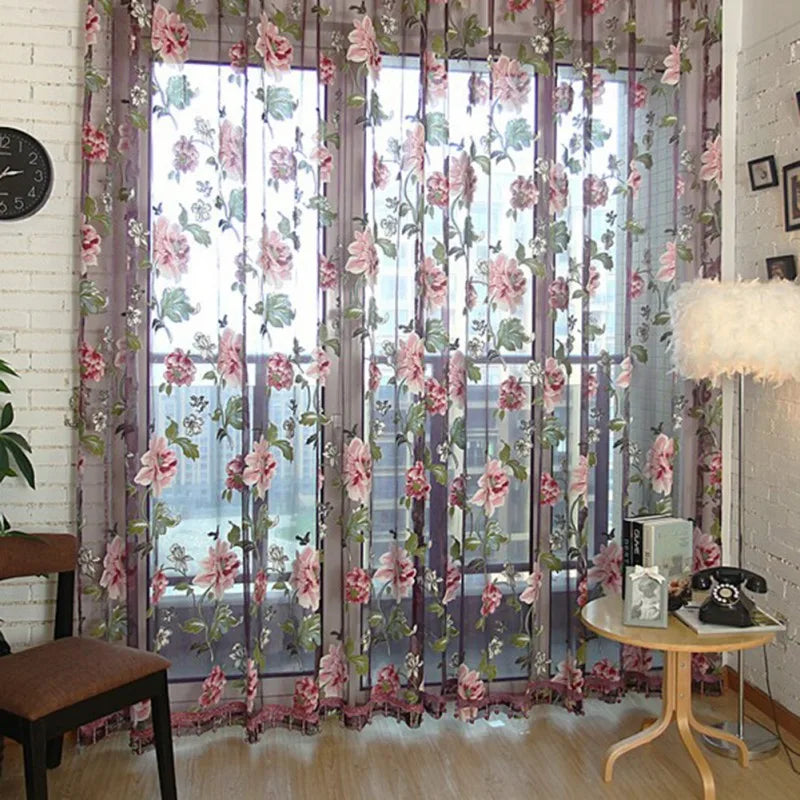 2PCS 100x200cm 3D Tulle Panel Draperies, Luxury Sheer