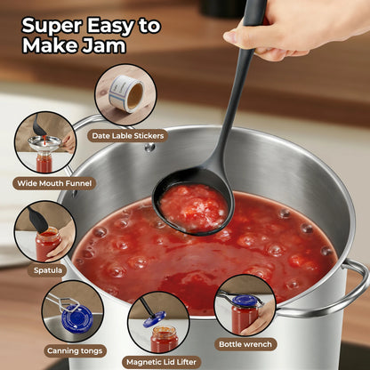 21.5QT Canning Supplies Starter Kit, 11PCS Stainless Steel Water Bath Canner Pot with Tempered Glass Lid, Wide Mouth Funnel, Jar Lifter, Heat-Resistant Gloves