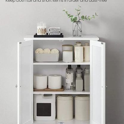 Bathroom Floor Storage Cabinet, With 2 Adjustable Shelves, 11.8 X 2