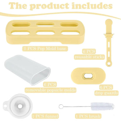 6 PCS Ice Mold, Homemade Ice Cream Mold with Sticks