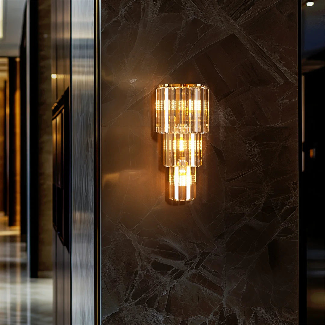 Modern Crystal Wall Lamp, 3-Layer Crystal Sconce