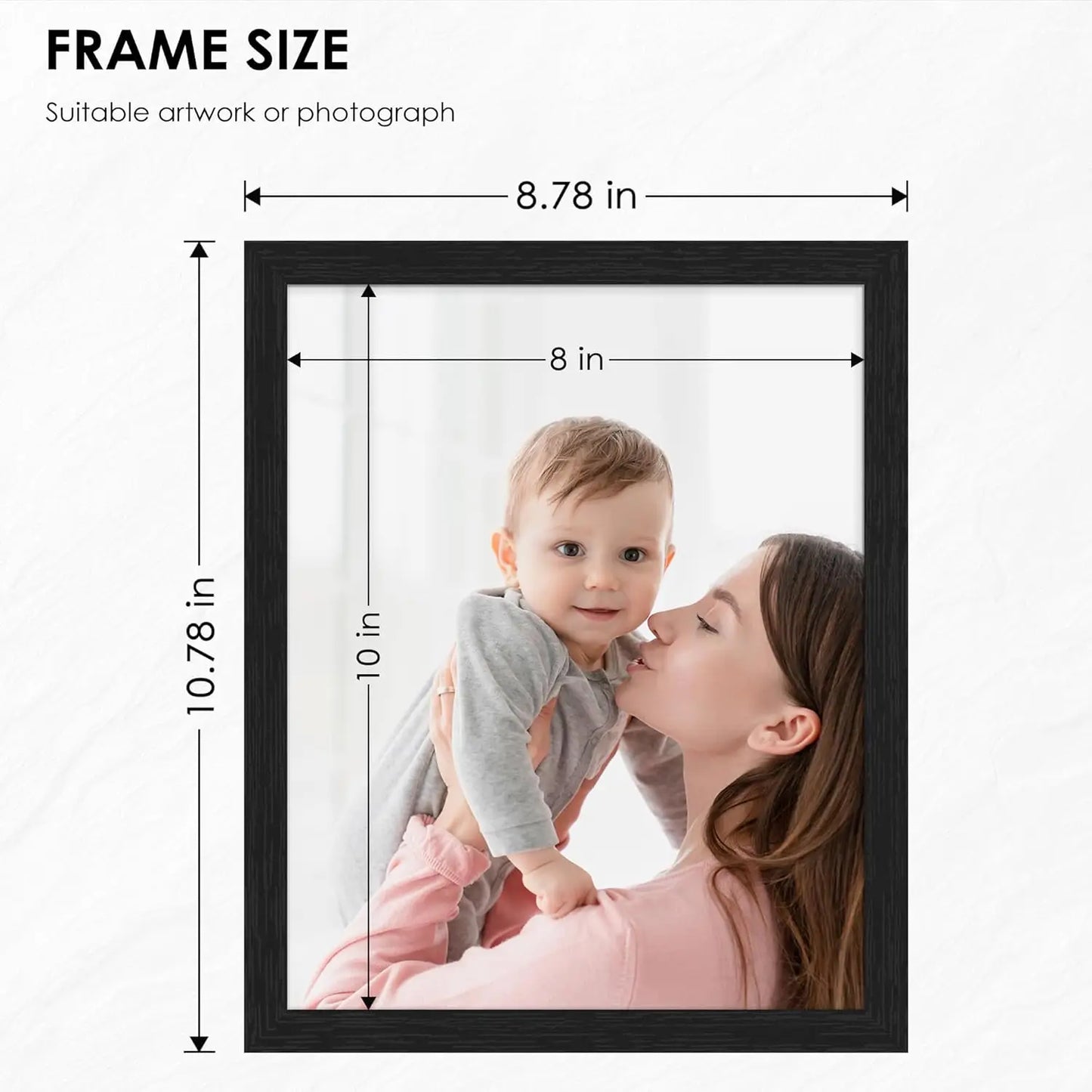 8x10 Picture Frame Set of 6, Black with HD Plexiglass, for Wall Mounting or Tabletop Display