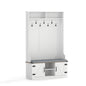 68. 5” 4-in-1 Hall Tree w/ Cushioned Bench Shoe Storage, 7 Hooks and 2 Cabinets, White