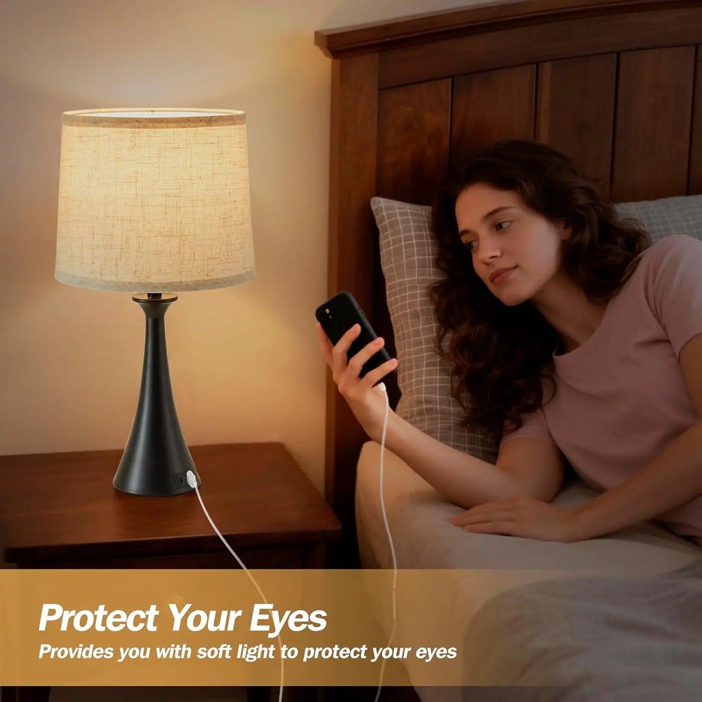 Touch 21" Table Lamps Set of 2 with USB C+A Ports