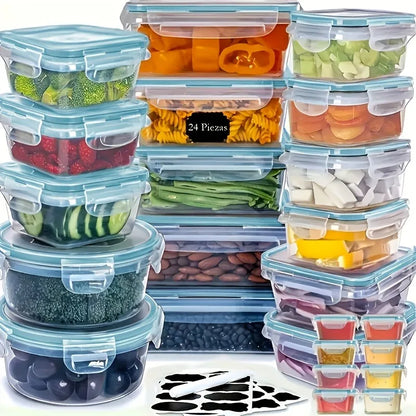 48Pcs BPA-Free Food Storage Set - 24 Airtight Containers & Lids with Labels for Kitchen Organization