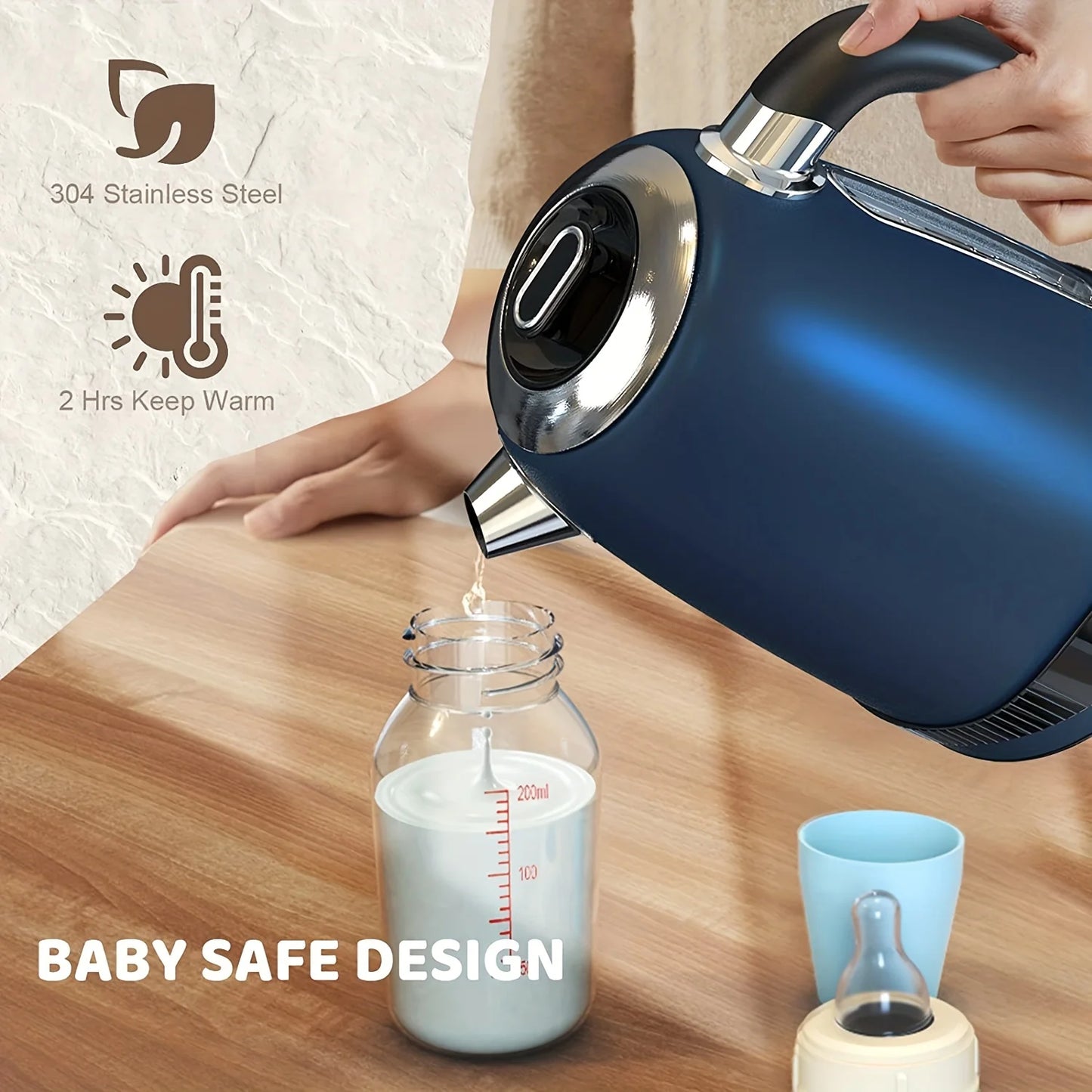 1pc 1.8QT Electric Kettle, US Plug, Temperature Control With 7 Heat Settings & LED Display, (1100W)