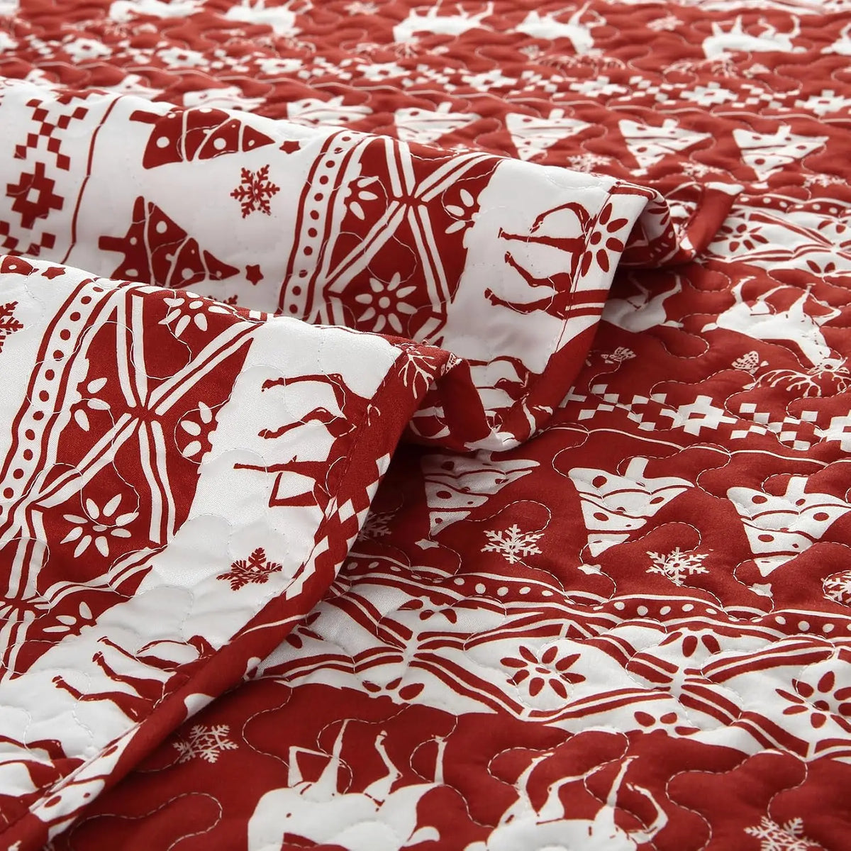 3PCS Christmas Quilt Set King/Queen Size Quilt Set, Winter Blanket, Soft Warm Snowflake Fleece