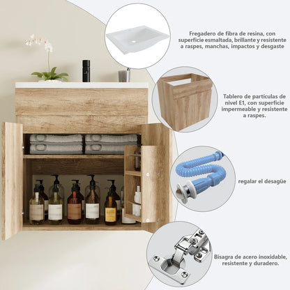 Bathroom Vanity Sink with Wood Cabinet and Washbasin