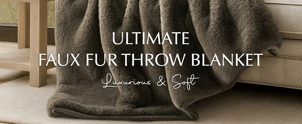 Faux Chinchilla Fur Throw Blanket, 60"x80", Birch Mink