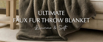 Faux Chinchilla Fur Throw Blanket, 60"x80", Birch Mink