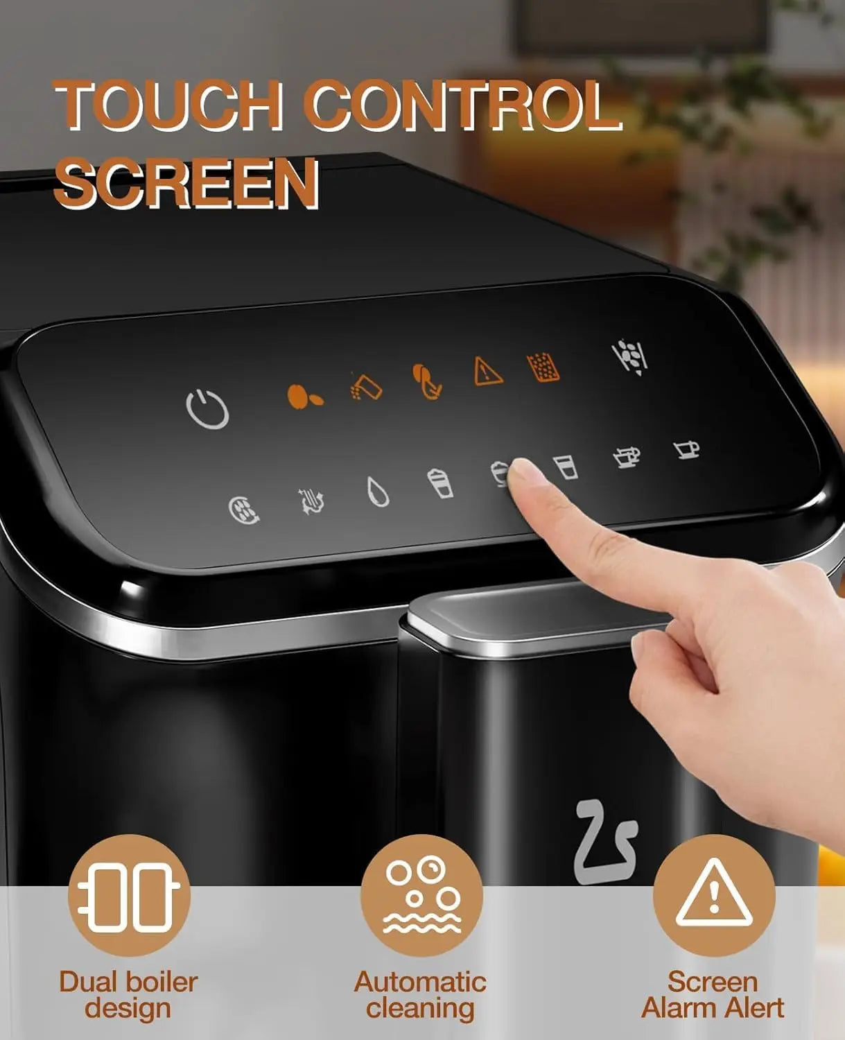 Fully Automatic Espresso Coffee Machine with Grinder,Auto Milk Frother, Auto-Cleaning for Latte/Cappuccino