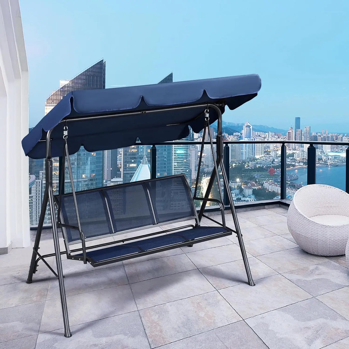 Outdoor 3-Seat Porch Swing for Adults, & Adjustable Canopy