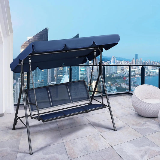 Outdoor 3-Seat Porch Swing for Adults, & Adjustable Canopy