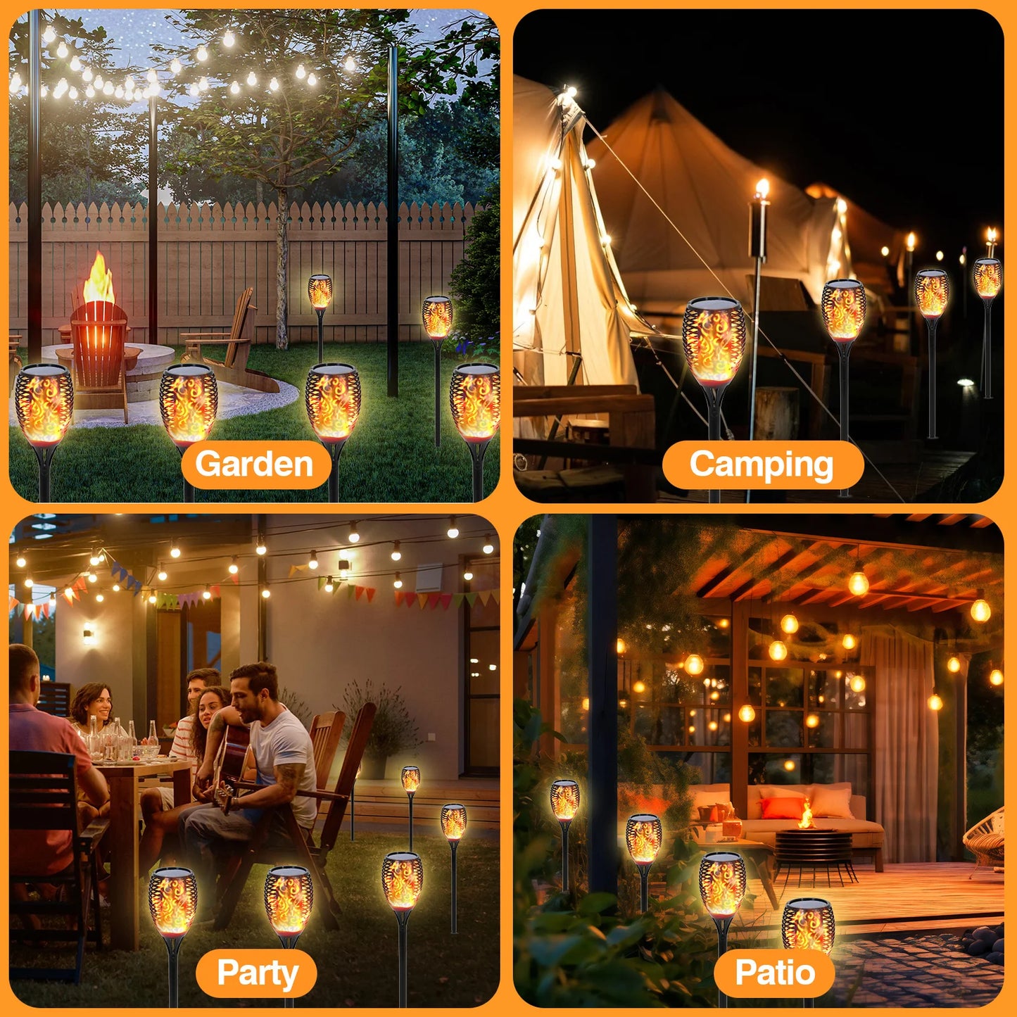 4//8/12/16PCS Solar Flickering Flame Torch Lights (43 inch 96 )LED Waterproof for Landscape Garden Pathway
