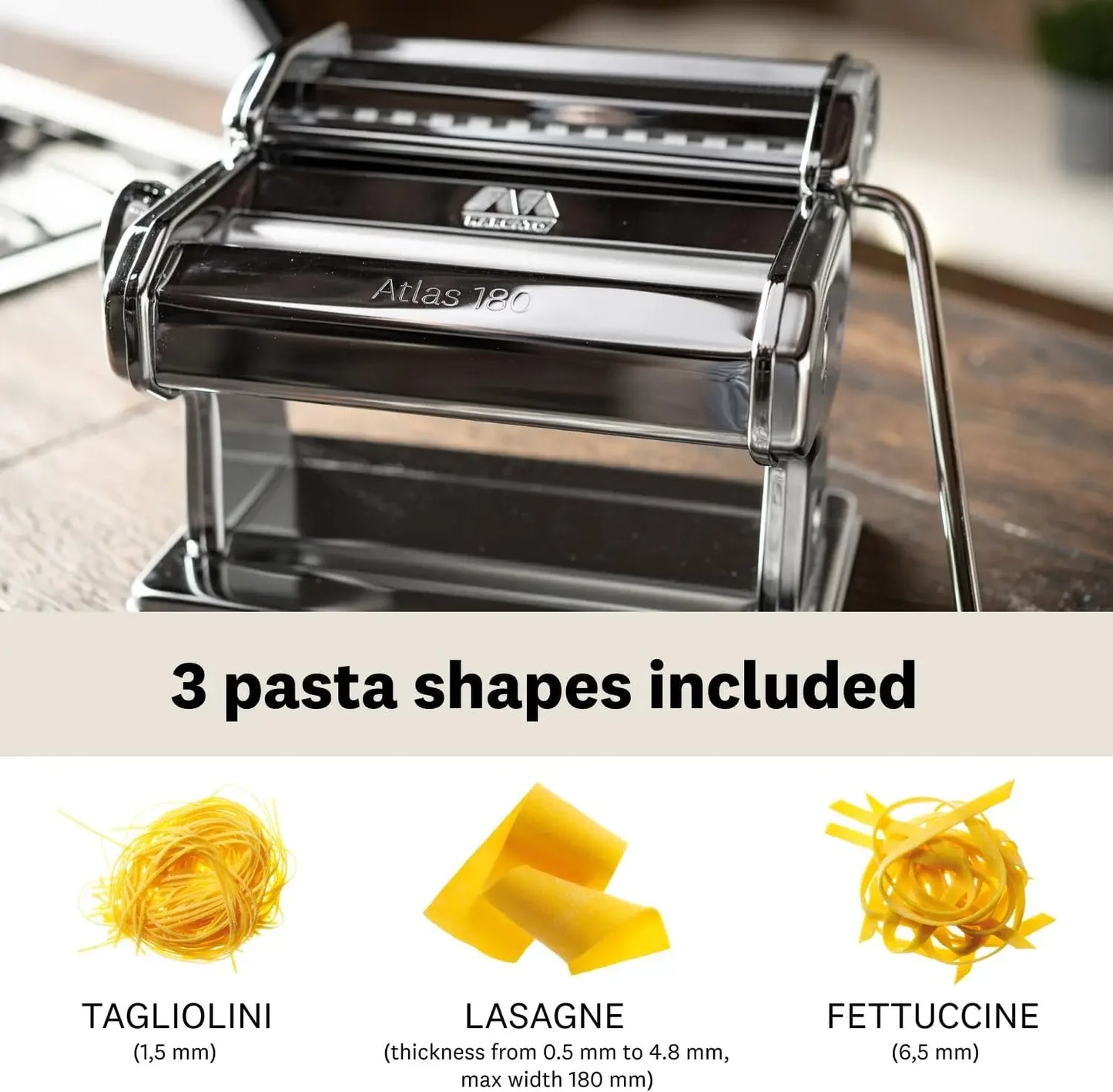 Classic Manual Pasta Machine, Chrome Steel