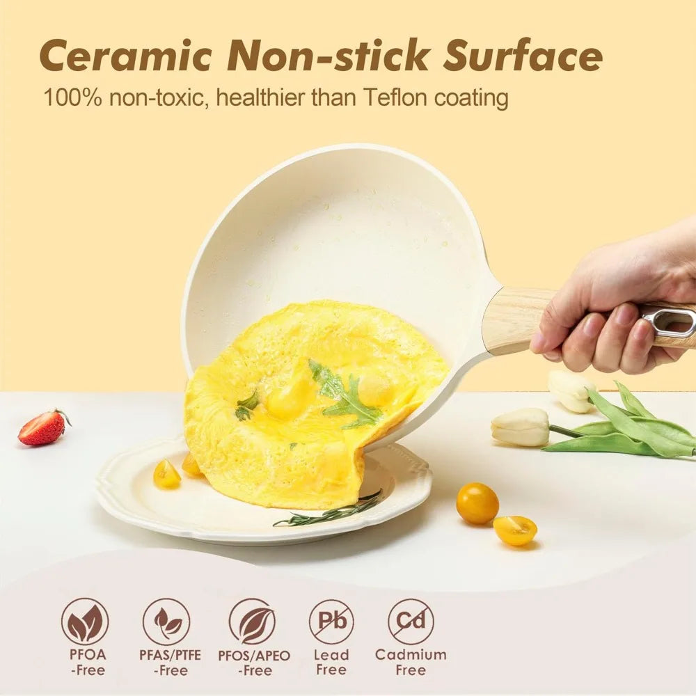 Ceramic Nonstick 14 Piece Induction Cookware Sets, Pots and Pans Set