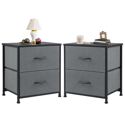 Nightstand, Table Storage For Bedroom 2 Fabric Drawers