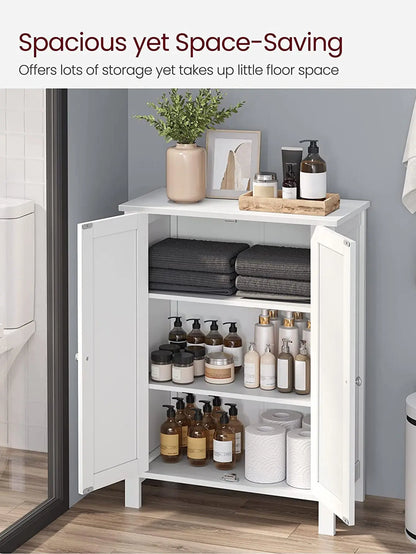 Bathroom Floor Storage Cabinet, With 2 Adjustable Shelves, 11.8 X 2