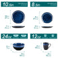 16/32-Piece Starry Blue Dinner Set, Kiln Glaze Tableware Dinner Set with Dinner Plate, Dessert Plate, Bowl