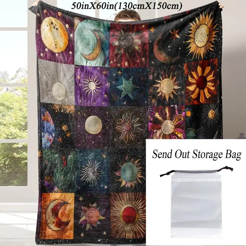 Star & Moon Pattern Boho Blanket