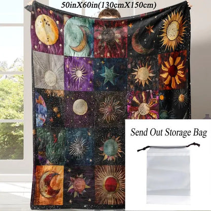 Star & Moon Pattern Boho Blanket