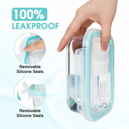 16Pcs Airtight Glass Food Storage Containers Set (8 Bowls & 8 Lids) Leakproof Meal Prep, Microwave Oven Safe, Kitchen Accessories Refrigerator Organizer for Salad Bento