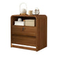 23.6" Walnut Nightstand with Charging Station, Mid Century Modern