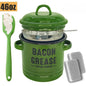 46 Oz Grease Container with Filter, Scraper, Strainer & Silicone Spatula, Dishwasher Safe