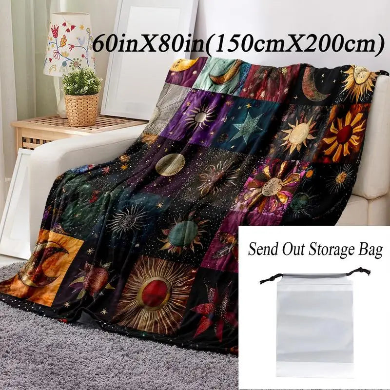 Star & Moon Pattern Boho Blanket