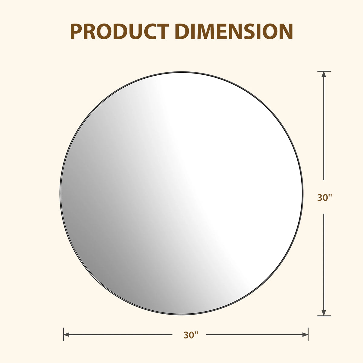 Groove Gold Round Vanity Framed Mirror for Wall, Bathroom Mirror for Over Sink with Matte Metal Frame, Wall Mount