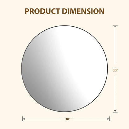 Groove Gold Round Vanity Framed Mirror for Wall, Bathroom Mirror for Over Sink with Matte Metal Frame, Wall Mount