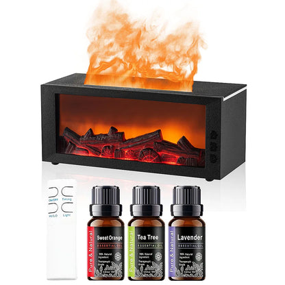 Upgraded 300ml Fireplace Diffuser, Essential Oil, 7 Colorful Large Flame Fire Humidifier Changing Aroma Diffuser for Aromatherapy