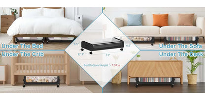 Under Bed Storage With Wheels, 2-Pack 48L Each With Clear Lids & Label,