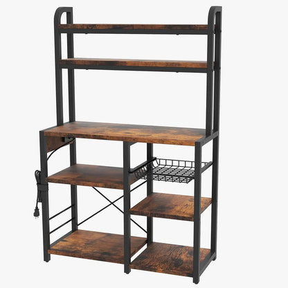6Tier Storage Rack with Microwave Stand for Coffee Bar with Wire Drawer,Spacious