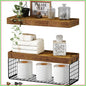 Farmhouse Bathroom Shelves Over Toilet, Set of 2, 16 inch, Rustic Brown, Wall Mounted Floating Shelf for Storage