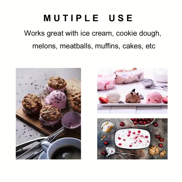 3pcs Stainless Steel Cookie Scoop Set with Trigger Release