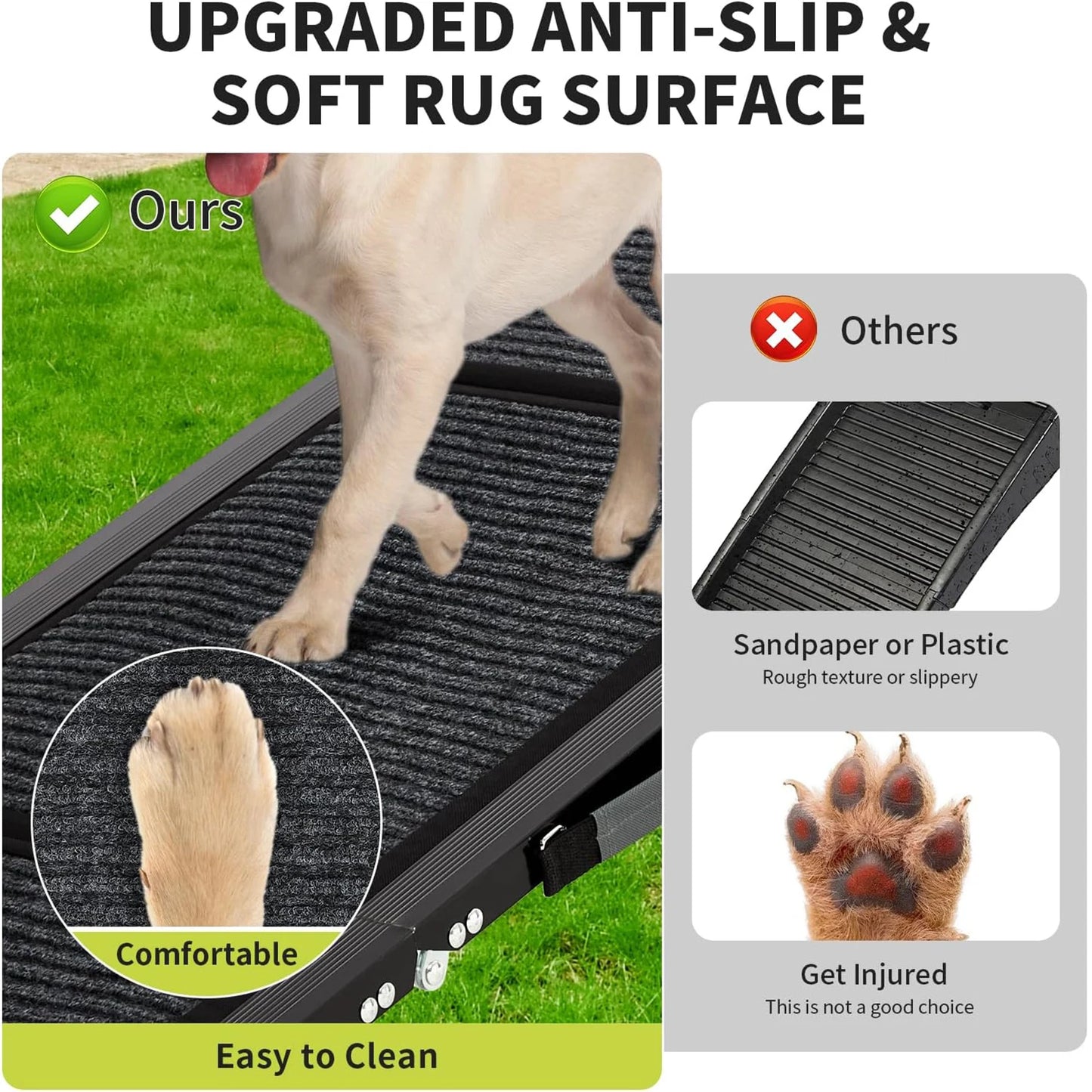 Upgraded Folding Dog Ramp For Cars With Non-Slip Surface, Portable