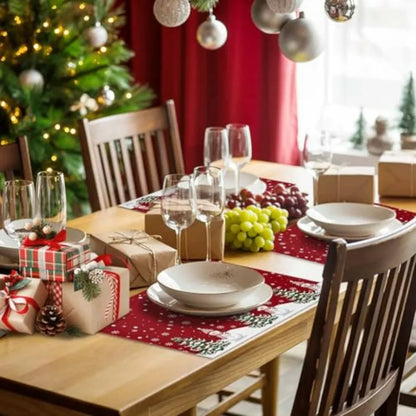 Set of 6 Christmas Placemats, Non-Slip for Kitchen Dining Tables, Washable Table